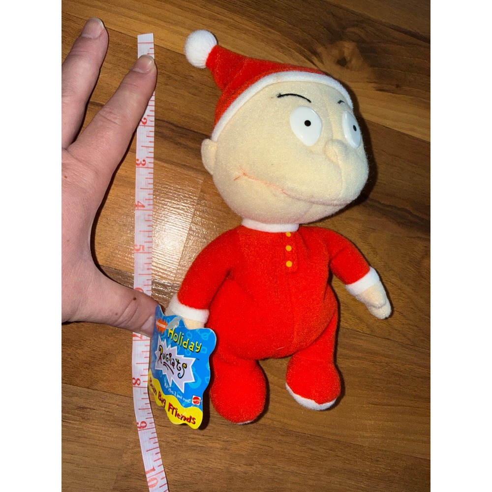 Mattel Rugrats Tommy Pickles Plush OS Red NWT 1997 Holiday Santa Bean Bag Friend - Picture 5 of 5